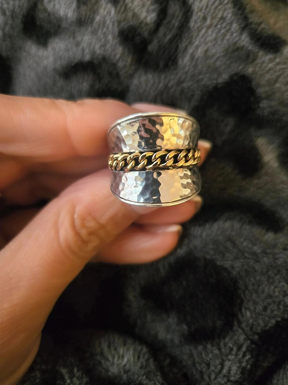 John Hardy Classic Chain Two-Tone Hammered Ring